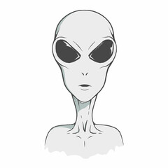 Alien face. Head of humanoid