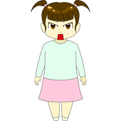 ちびキャラのイラスト（女性・正面）