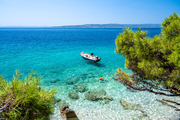 amazing paradise beach in Baska Voda on Makarska riviera in Dalmatia in Croatia