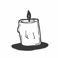 Candle vector illustration. Doodle style. Design icon, print, logo, poster, symbol, decor, textile, paper