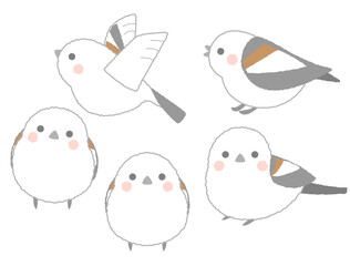 シマエナガをイメージしたイラストのセット