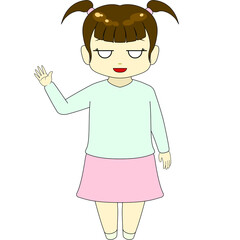 ちびキャラのイラスト（女性・正面）