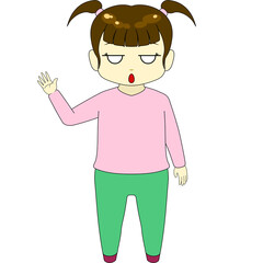 Obraz premium ちびキャラのイラスト（女性・正面）