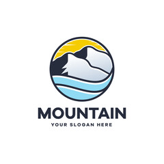 Flat Mountain Ocean Holiday Logo