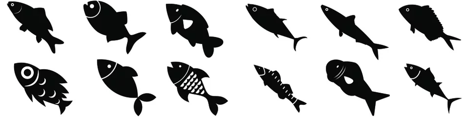 Poster Fish icon vector set isolated on white background. food illustration sign collection. © Denys