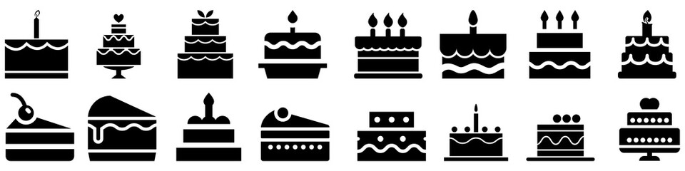 Cake icon vector set. dessert illustration sign collection. delicious symbol. confectionery logo.