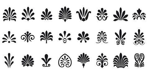 Palmettes elements symbols vector set