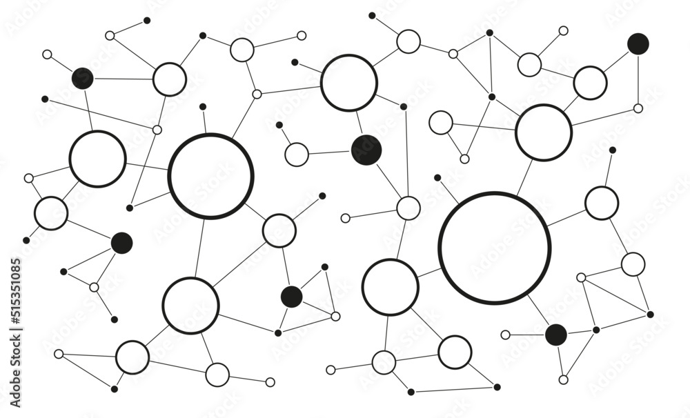 Aufkleber User people network connected dots and lines technology background template. Futuristic blockchain linked global digital database graphic vector