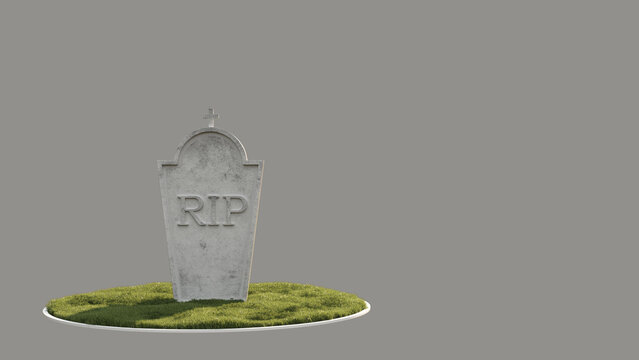 3d picture of a tombstone on the lawn