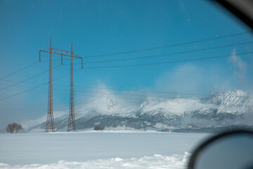 side view from the car of slovakia tatras mountains