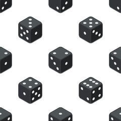 Isometric dice seamless background. All possible turns authentic collection icons in realistic style. Gambling concept. Vector illustration EPS 10.
