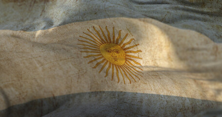 Old Argentina Flag waving at wind - obrazy, fototapety, plakaty