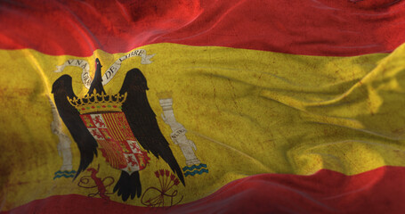 Antique spanish flag of Franco or francoist - obrazy, fototapety, plakaty