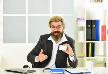 Ready to help. Nice to meet you. Business contact. Handsome man startup business. Business...