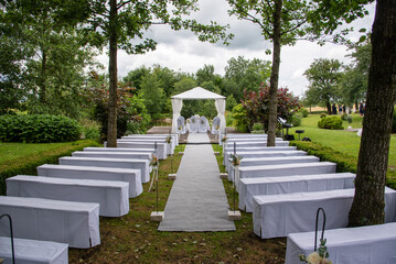 aisle in front of a wedding pavilion