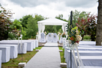 Fototapeta na wymiar aisle in front of a wedding pavilion