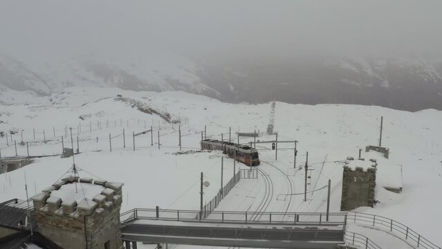 Aerial view of the Gornergrat Railway in Switzerland
