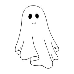 The ghost of Halloween. Vector ghost with doodle style. Isolated on a white background