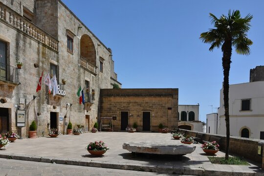 The town square of Specchia, a medieval village in the Puglia region of Italy.
