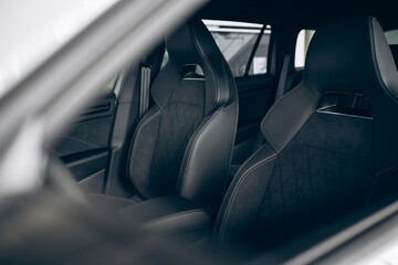 Car seats inside the car close up photo