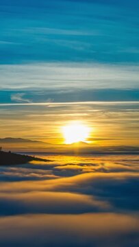 Colourful sunset sky, clouds, time lapse vertical video
