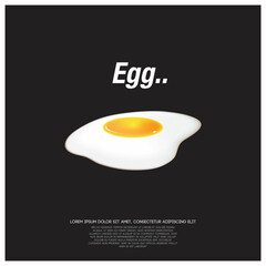 fried egg on black bcakground for your illustration poster