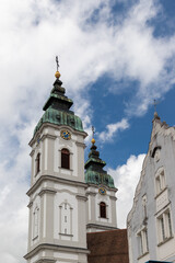 Fototapeta na wymiar Towers of Saint Peter Church, Bad Waldsee, Germany