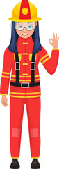 Girl firefighter clipart design illustration