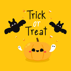 Halloween pumpkin basket. Jack o lantern Bowl. Flat style vector illustration.