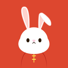 Happy Chinese new year greeting card 2023 with cute rabbit. Animal holidays cartoon character. Rabbit icon vector.