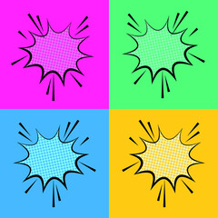 Cartoon comic backgrounds set. Speech bubble. Comics book colorful poster with halftone elements. Retro Pop Art style.