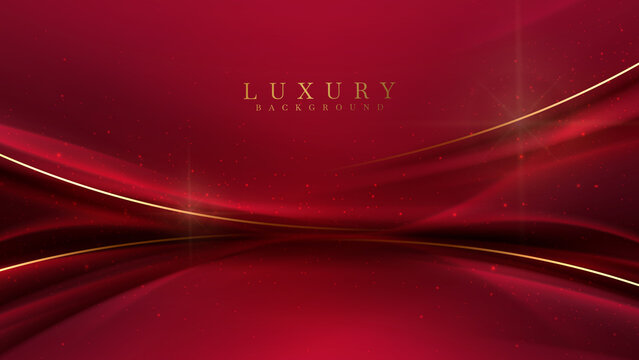 Luxury background with golden line elements and curve light effect decoration and bokeh.
