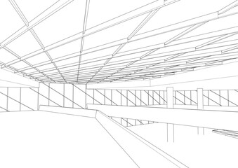 Abstract modern architecture 3d illustration