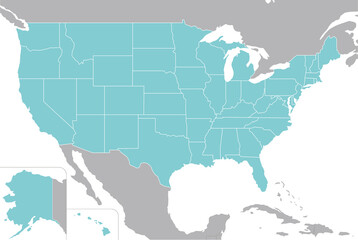 アメリカ合衆国の地図、全50州、北アメリカ大陸