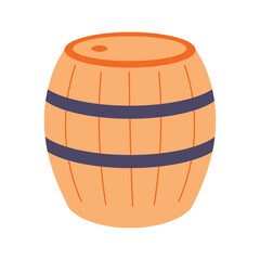 Vector wooden barrel. Flat cartoon illustration