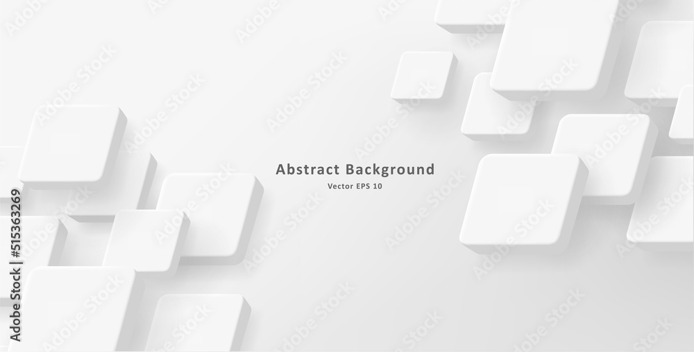 Aufkleber white 3d cubes creating abstract geometric composition. vector illustration