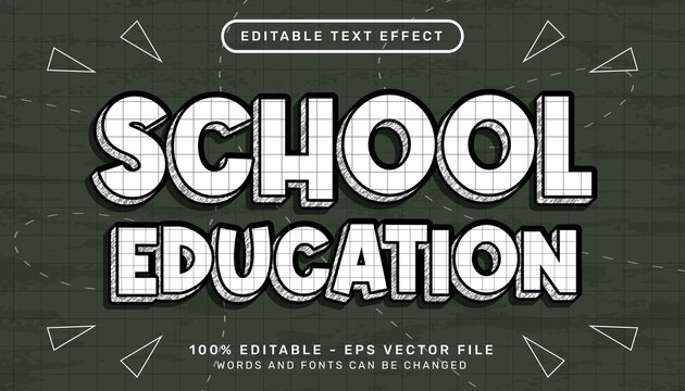 school education 3d editable text effect with paper texture template