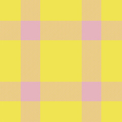 Plaid seamless pattern in yellow. Check fabric texture. Vector textile print.