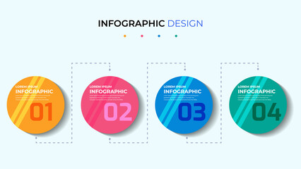 Circular modern infographic template design with 4 step