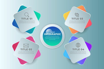 set of labels and creative geometric modern step infographic template design