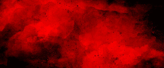 Red watercolor ombre leaks and splashes texture on white watercolor paper background with scratches and Old red scratched wall, grungy background or texture. Scary red wall for background. © Grave passenger