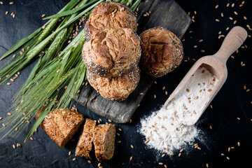 freshly baked bread with wheat flour