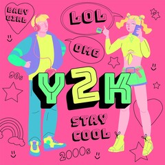 Trending Y2K vertical poster. Editable vector illustration