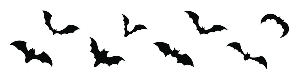 Silhouettes of bats on a white background