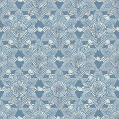 Abstract star seamless pattern. Ethnic blue mandala pattern