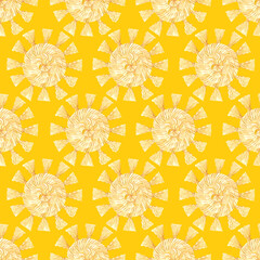 Fototapeta premium Abstract sun seamless pattern. Hand drawn doodle sun