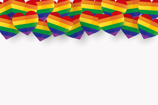 LGBT 6色レインボーカラーのハート型クラフト背景