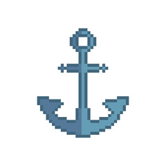 Anchor vector icon. Pixel art. 8 bit logo for game. eps10