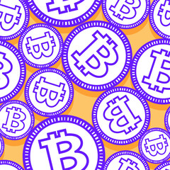 Bitcoin crypto currency symbols printable seamless pattern vector art