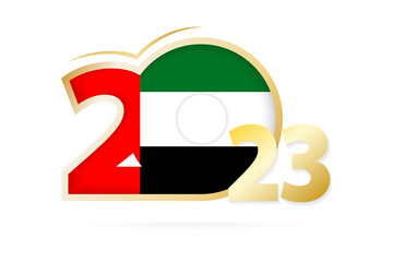 Year 2023 with United Arab Emirates Flag pattern.